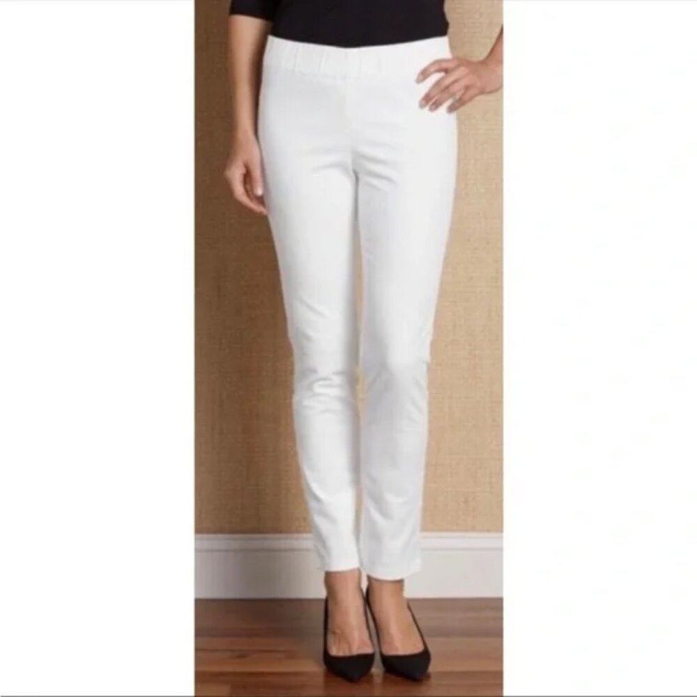 NWT Soft Surroundings White 1X Metro Crop Slimming Pull On Stretch Jeans